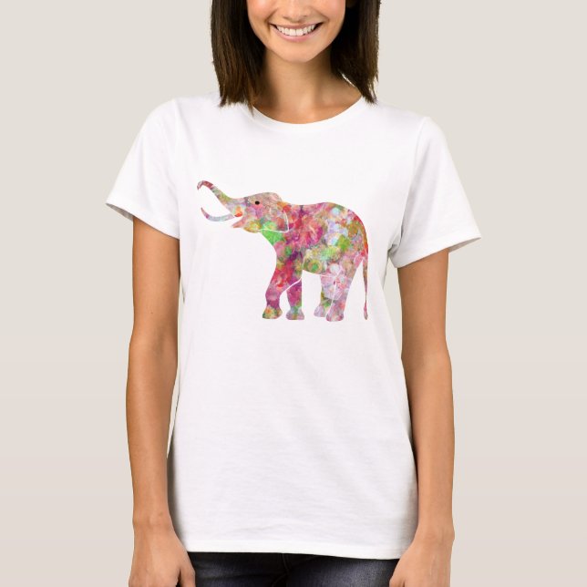 Blommigt för färgstarka vattenfärger Elephant Tee (Framsida)