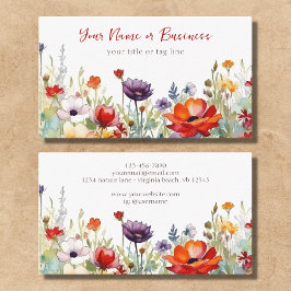 Blommigt för färgstarka Wildblommor Vibrant Blomst Visitkort