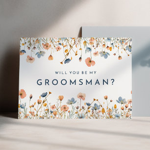 Blommigt för fetstil Elegant Groomsman Frieri kort