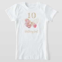 Blommigt för fjäril 10:e födelsedagen t shirt