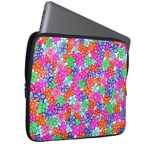 Blommigt för flerfärgade blommor, illustration av  laptop fodral (Framsidan Höger)