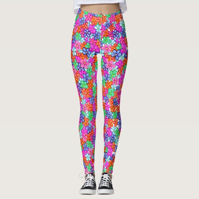Blommigt för flerfärgade blommor, illustration av  leggings (Framsida)