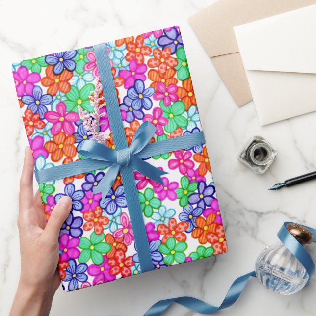 Blommigt för flerfärgade blommor, illustration av  presentpapper (Gåvor)