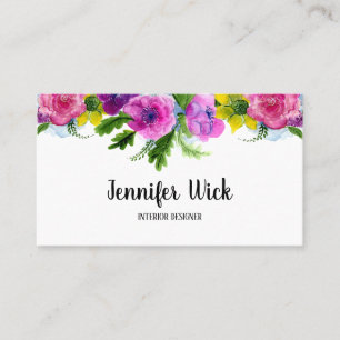 Blommigt för flickors Lila och Rosa Visitkort