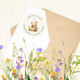 Blommigt för  för små barn i Rustic Nalle Runt Klistermärke