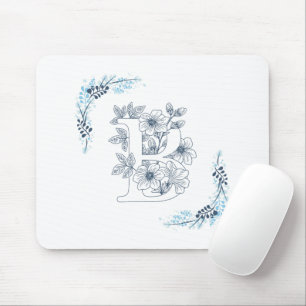 Blommigt för första "B"-Lugnen i blå monogram Musmatta