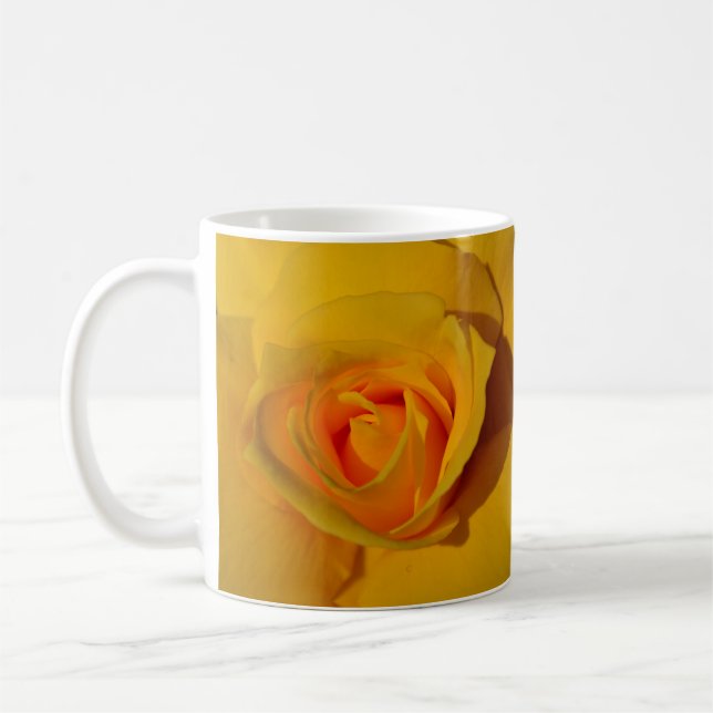 blommigt för fotoorange i elegant Gul ros Kaffemugg (Vänster)