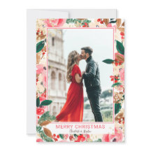 Blommigt för fotovinter-God jul, vattenfärg