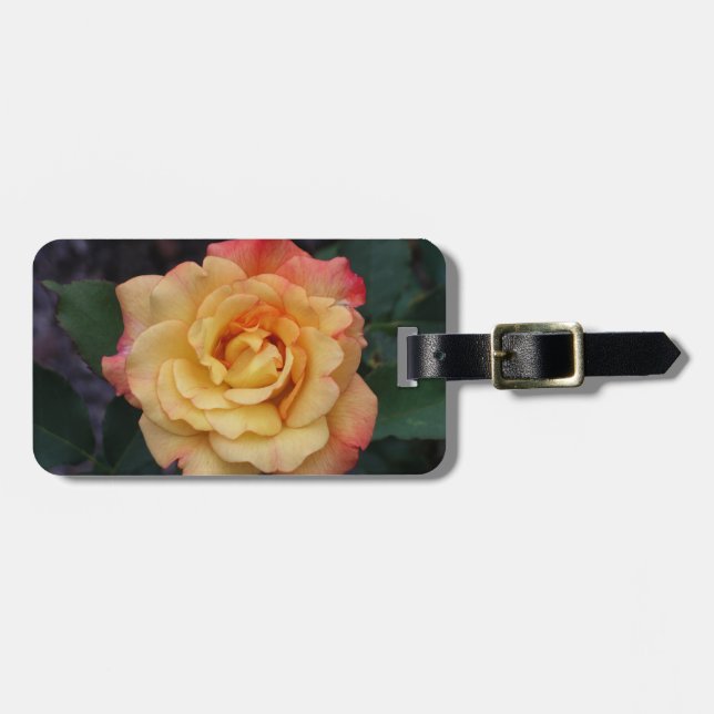 Blommigt för fred i Ro, vacker Rosa och Gult Bagagebricka (Horisontell Framsida)