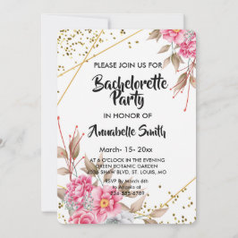 Blommigt för Geometric Guld Ram Rosa Inbjudningar