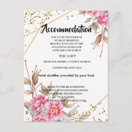 Blommigt för Geometric Guld Ram Rosa Meddelande Vykort