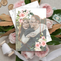 Blommigt för geometrisk Rosa av koppar Vellum Over