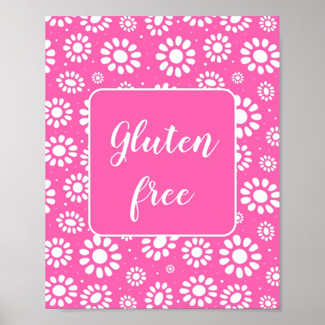 Blommigt för glutenfri Rosa Poster (Framsidan)
