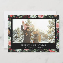 Blommigt för god jul Elegant Mörk Foto