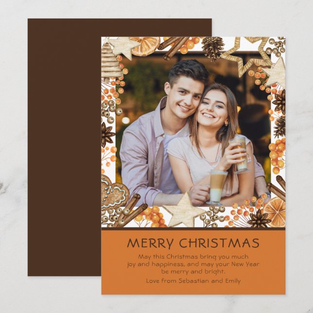 Blommigt för god jul vattenfärgsvinter (Fram/baksida)