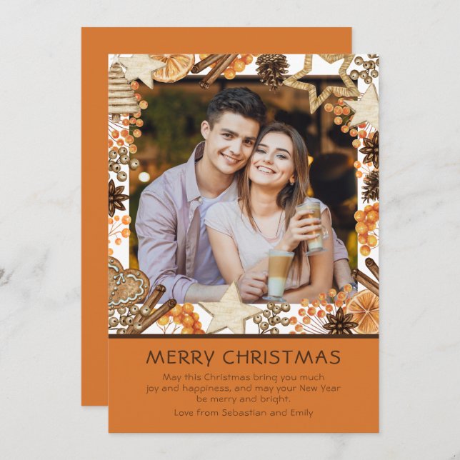 Blommigt för god jul vattenfärgsvinter (Fram/baksida)