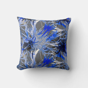 Blommigt för Grått- och Blue Modern Elegant-Abst Kudde