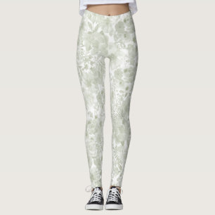 Blommigt för grön vattenfärg för pastell botanisk leggings