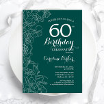 Blommigt för Grönt 60:e Födelsedagsfesten Inbjudningar<br><div class="desc">Gröntens Blommigt 60 Födelsedagsfest inbjudan. Minimalistisk modern design med botaniska konturaccenter för teckning och typsnitt för typgrafiska skript. Enkel inbjudan-kortsperfekt för trendig för en snyggt kvinna på dagen firande. Kan anpassas till vilken ålder som helst. Skrivna Zazzle-inbjudningar eller digital utskrivbar mall för omedelbar nedladdning.</div>