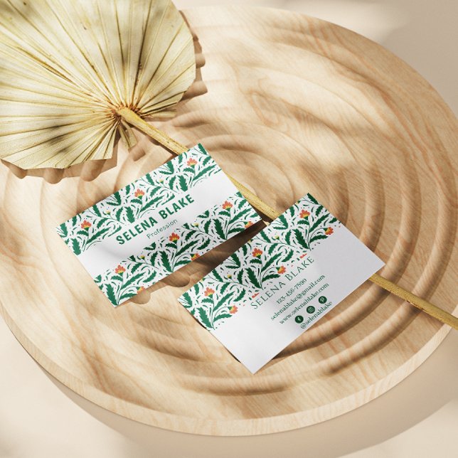 Blommigt för Grönt av elegant | Chic och modern Visitkort (Skapare uppladdad)