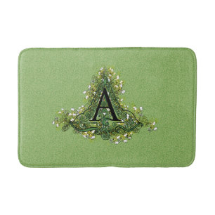 Blommigt för grönt av elegant Vintage initial A Badrumsmatta