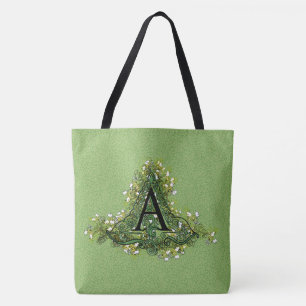 Blommigt för grönt av elegant Vintage initial A mo Tygkasse