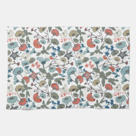 Blommigt för Grönt av färgstark Glatt blå Orange Kökshandduk