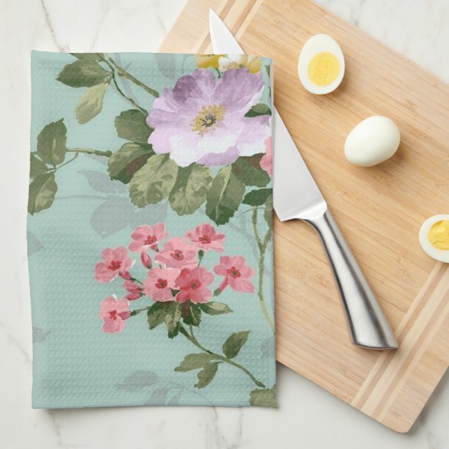 Blommigt för Grönt av vintage Kökshandduk (Vikt i Fjärdedel)