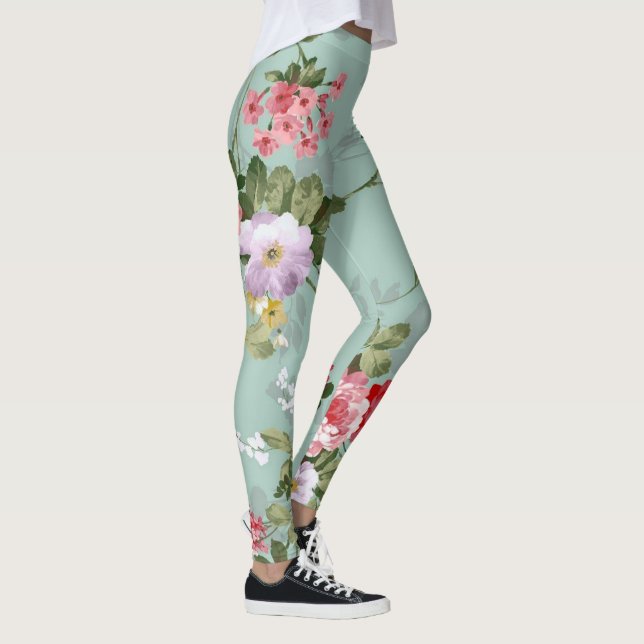 Blommigt för Grönt av vintage Leggings (Höger)