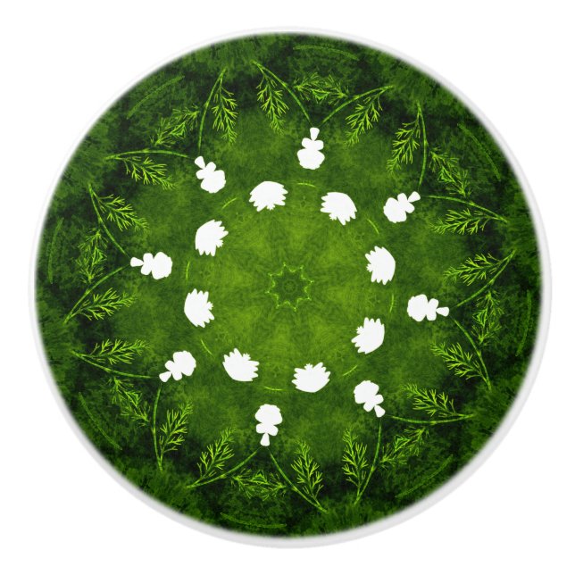 Blommigt för grönt och vita blommor knopp (Framsidan)