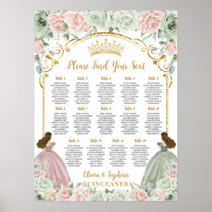 Blommigt för Grönt, Quinceanera-sätesdiagram Poster