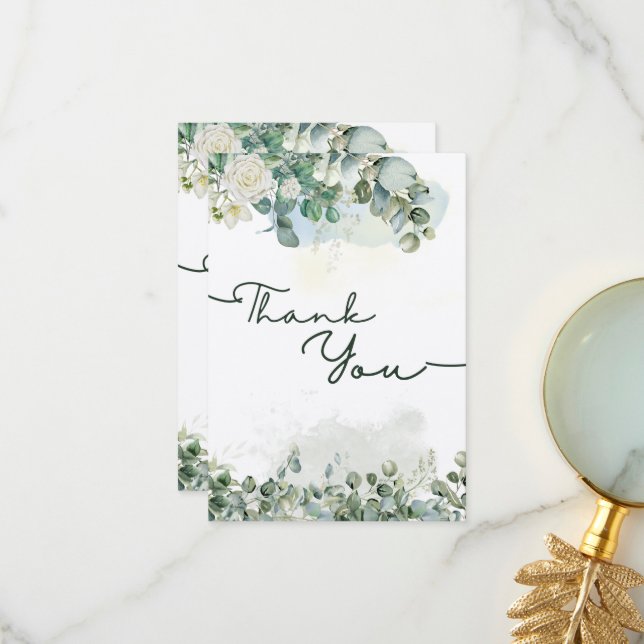 Blommigt för grönt - vattenfärg - tackkort tack kort (Fram/Back In Situ)