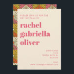 Blommigt för Groovy 70-talets Vintage Rosa Orange  Inbjudningar<br><div class="desc">Ge ditt evenemang några groovy 70-tal med den här återinspirerade skarpa orangen,  rosan och gultens bat mitzvah inbjudan.</div>