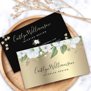 Blommigt för guld-vattenfärg, Snyggt för svart, mo Visitkort