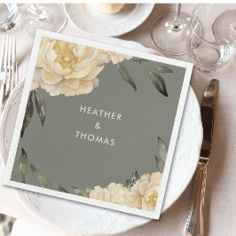 Blommigt för Gult av elegant Grönt Pappersservett