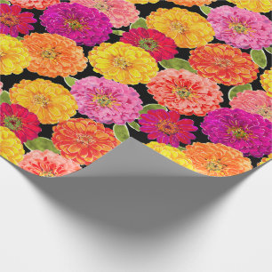 Blommigt för gult för sommarZinniasrosor Presentpapper