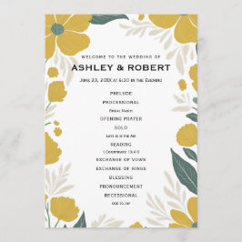 Blommigt för Gult i Buttercun Modern Bröllop Cerem Program