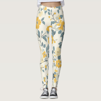 Blommigt för gult leggings