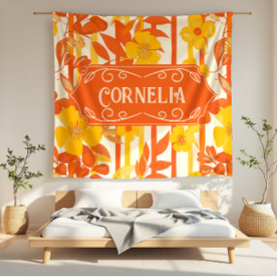 Blommigt för Gult och Orange av Cornelia Vibrant Fleecefilt