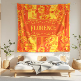Blommigt för Gult och Orange av Florens Fleecefilt