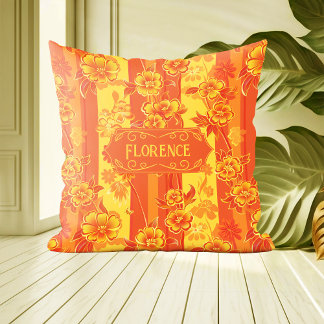 Blommigt för Gult och Orange av Florens Kudde