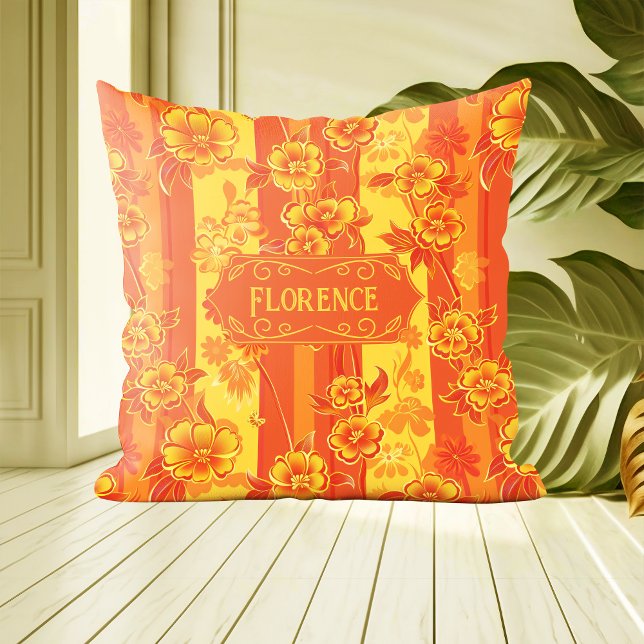 Blommigt för Gult och Orange av Florens Kudde (Skapare uppladdad)
