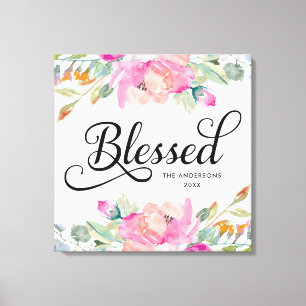 Blommigt för Hand plockade-mjuk Rosa Canvastryck