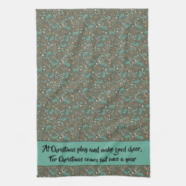 Blommigt för handgjord färgstark jul kökshandduk