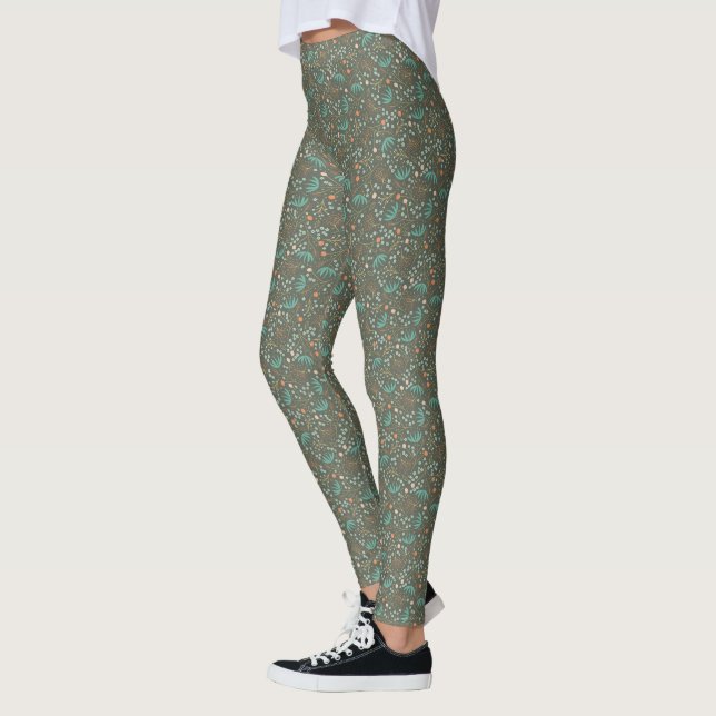 Blommigt för handgjord färgstark jul leggings (Vänster)