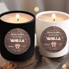 Blommigt för handgjord Vintage Rustic Wood Runt Klistermärke