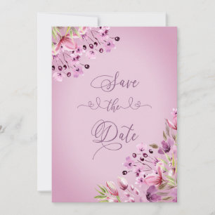 Blommigt för handhållen Lila, vattenfärg Spara Datumet