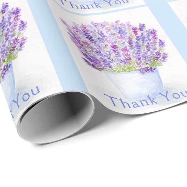 Blommigt för handmålad flytande vattenfärg Lavende Presentpapper (Rullad Hörn)