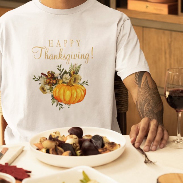 blommigt för happy thanksgiving-rustik-pumpanfall t shirt (Skapare uppladdad)