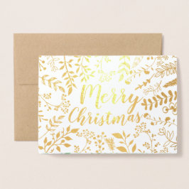 Blommigt för Helgdag guld God jul Circle  Photo Folierat Kort